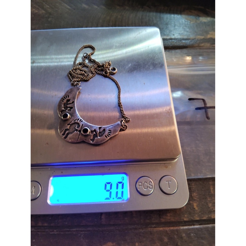 Vintage 925 Southwestern Kokopelli Bib Pendant Necklace 9g 18 in Chain